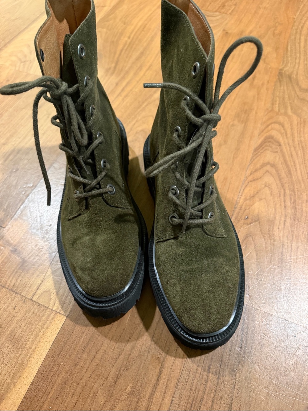 Madewell Olive Green Suede Lace-Up Boots